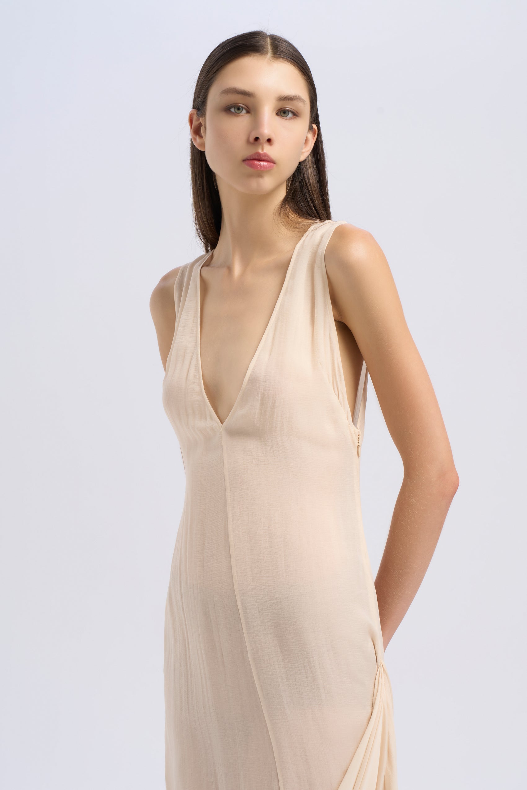 DRAPED CHIFFON DRESS