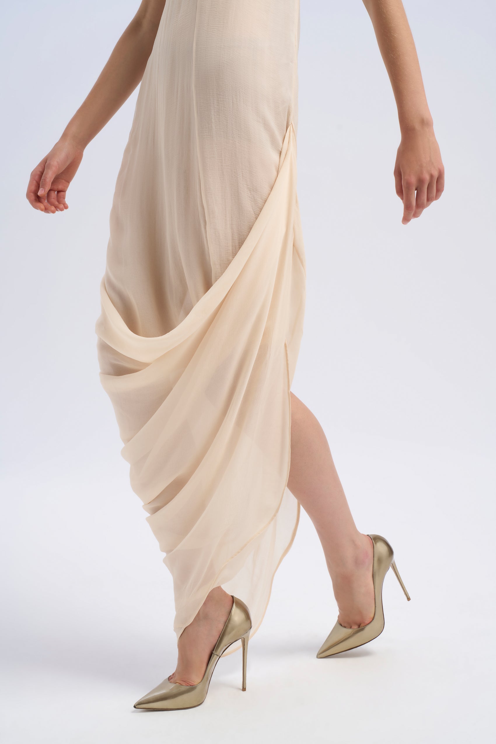 DRAPED CHIFFON DRESS