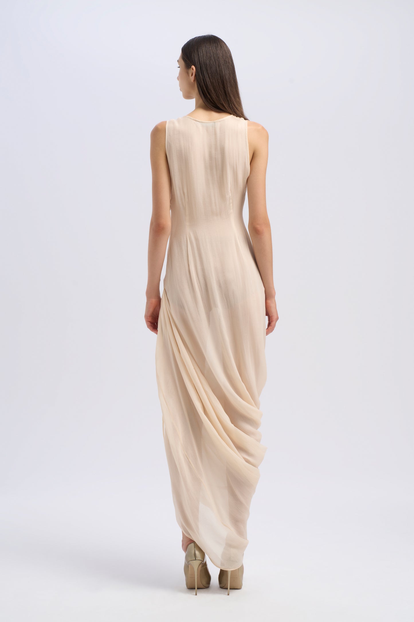 DRAPED CHIFFON DRESS