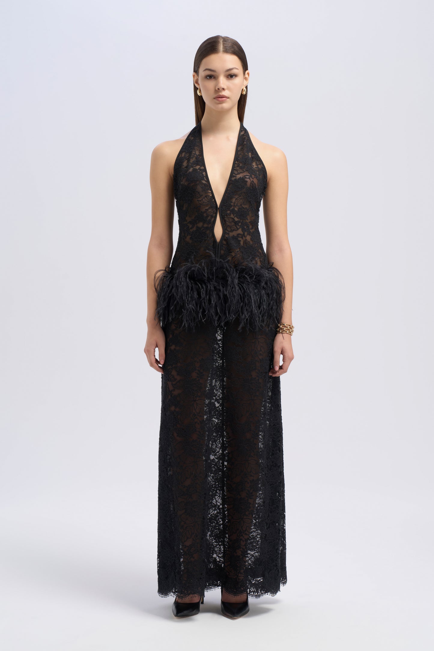 DROP WAIST HALTER MAXI DRESS