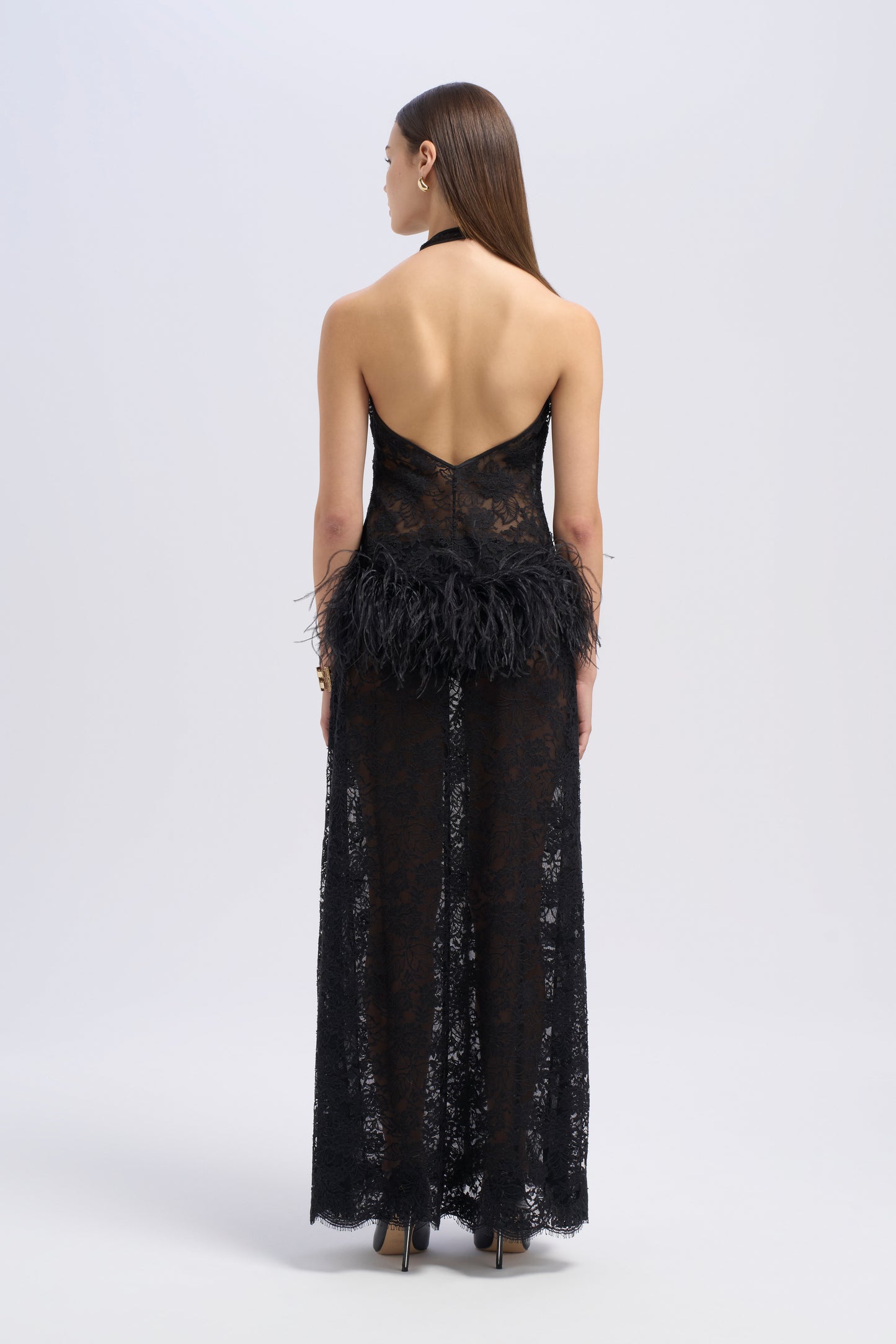 DROP WAIST HALTER MAXI DRESS
