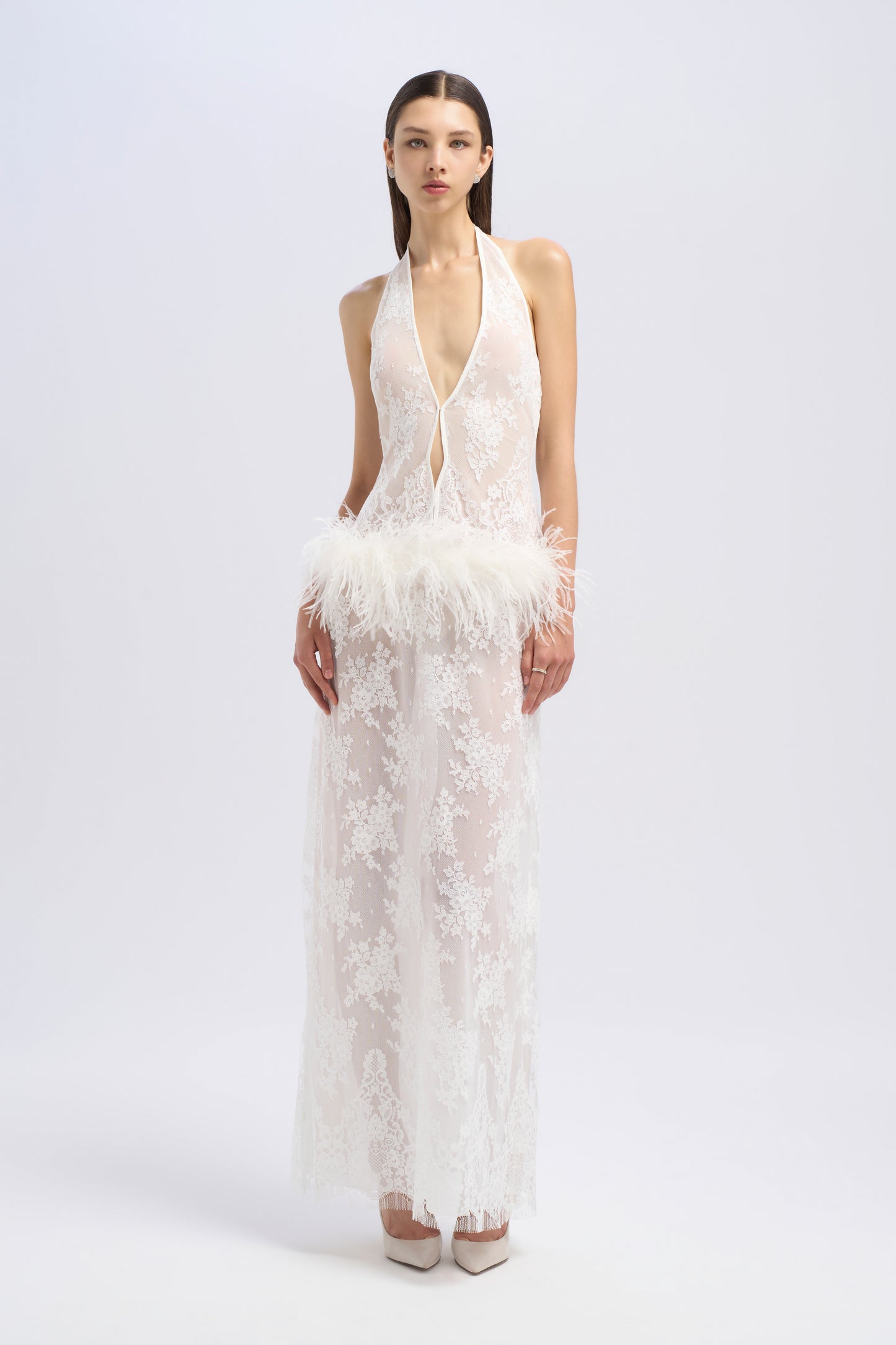 DROP WAIST HALTER MAXI DRESS