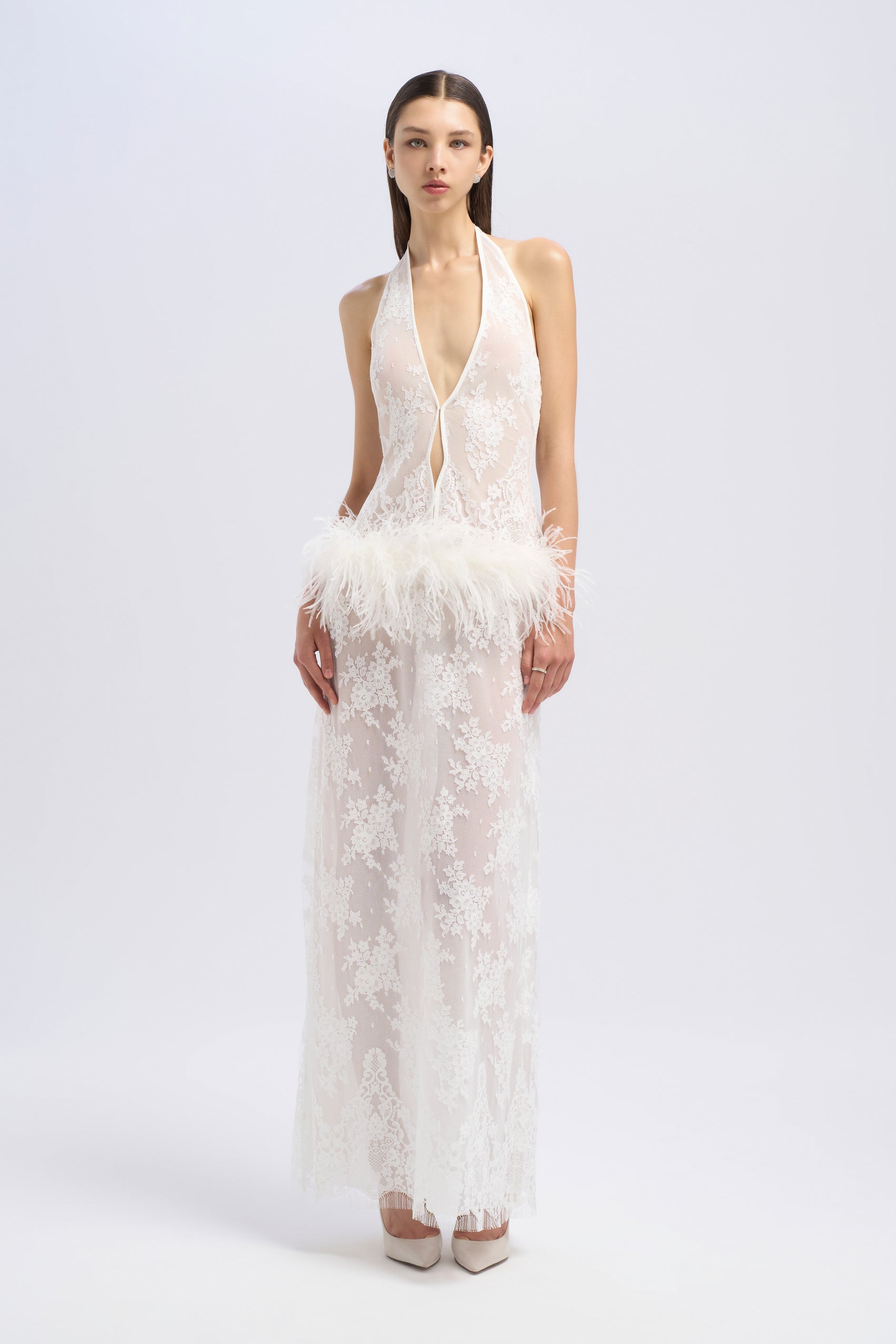 DROP WAIST HALTER MAXI DRESS