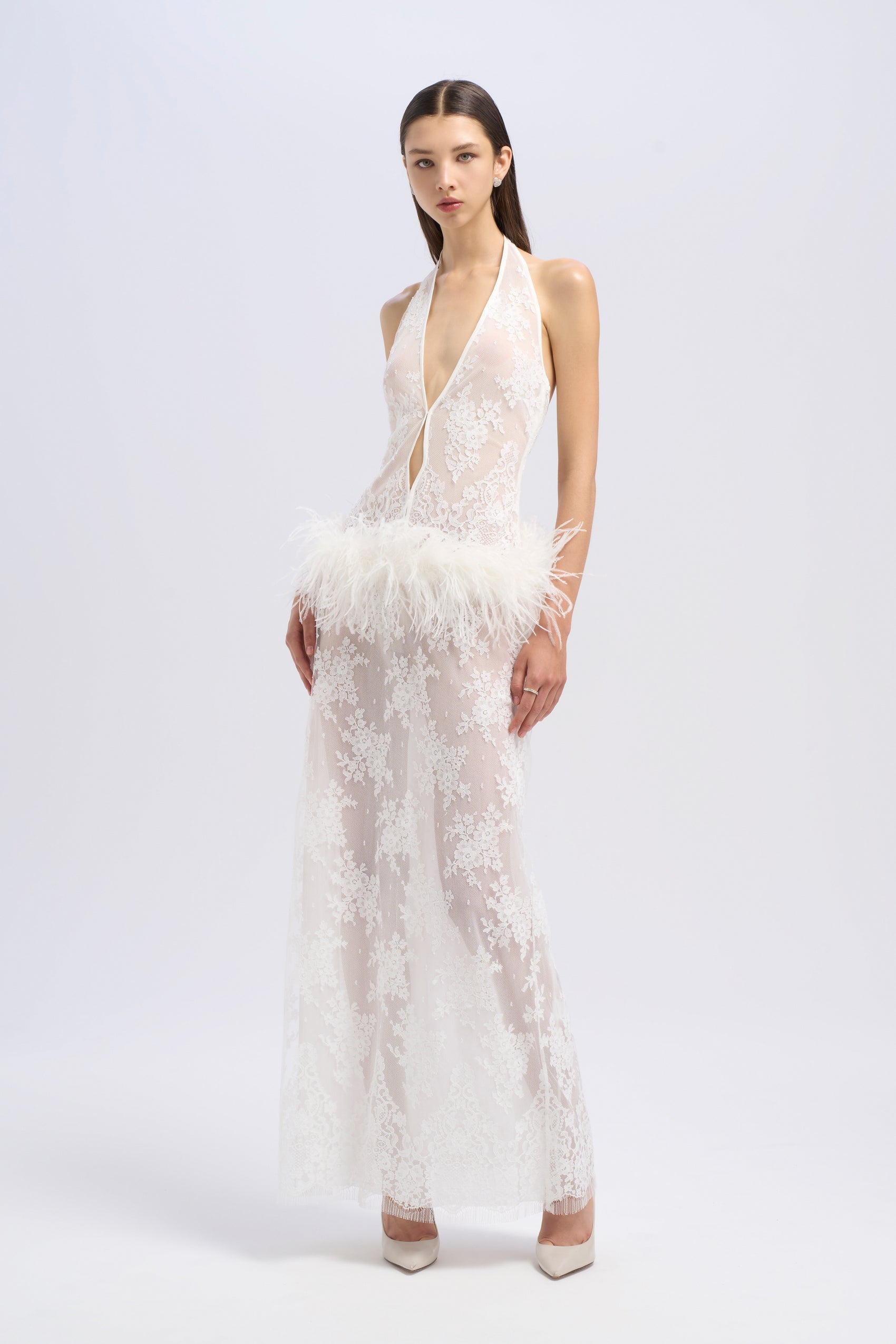 DROP WAIST HALTER MAXI DRESS