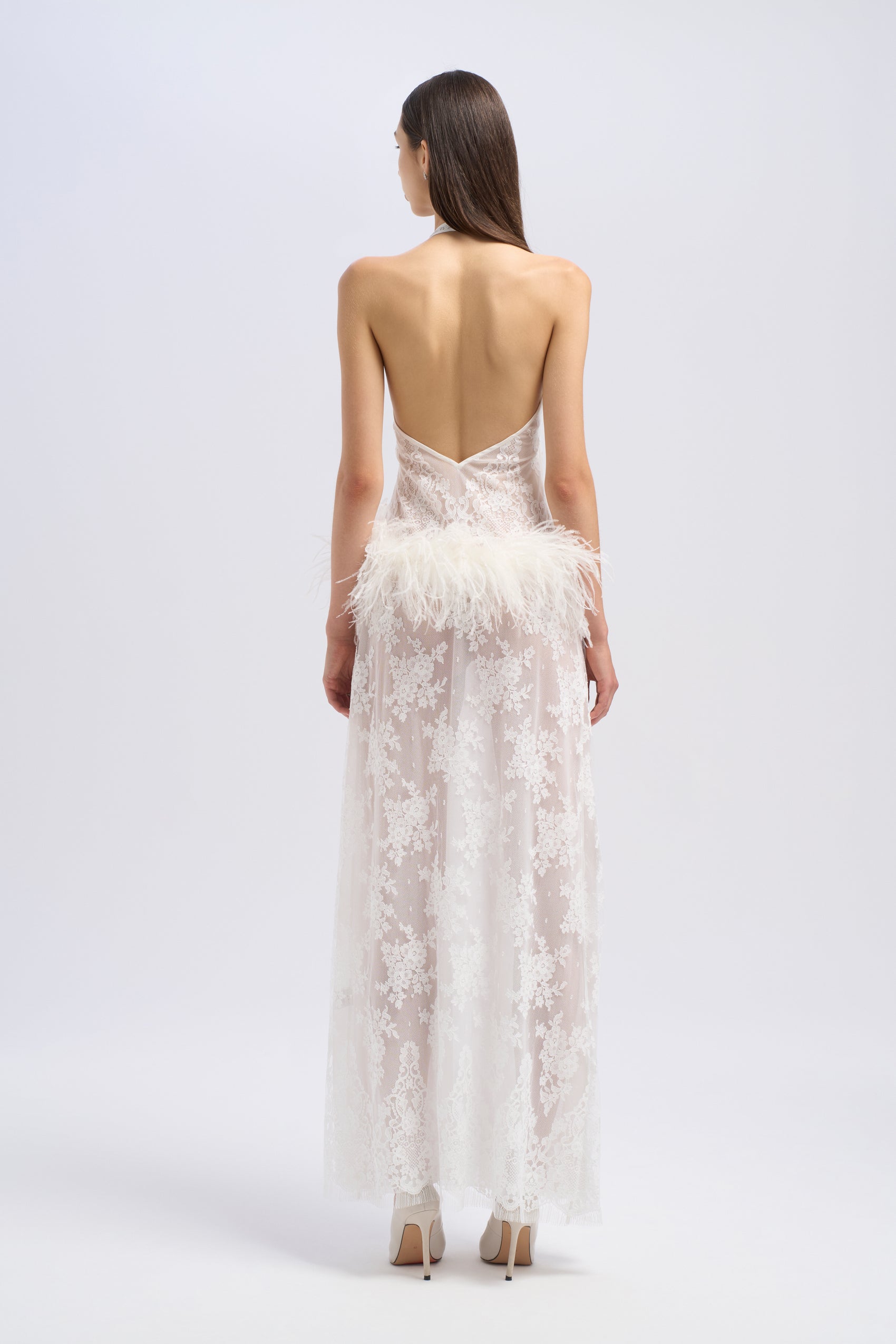 DROP WAIST HALTER MAXI DRESS