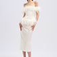 PENCIL MIDI FEATHER DRESS