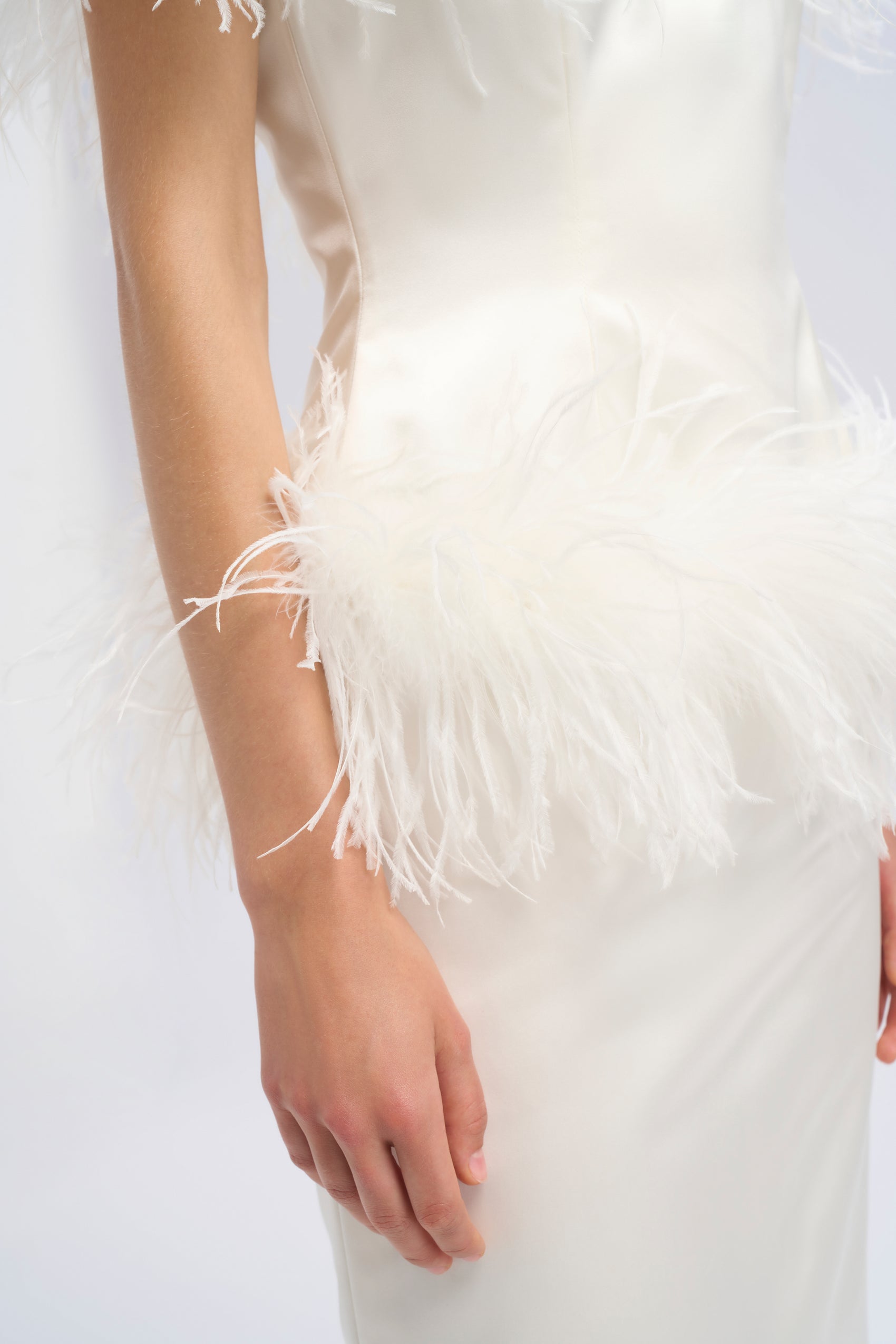 PENCIL MIDI FEATHER DRESS