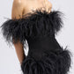 PENCIL MIDI FEATHER DRESS