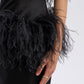 PENCIL MIDI FEATHER DRESS